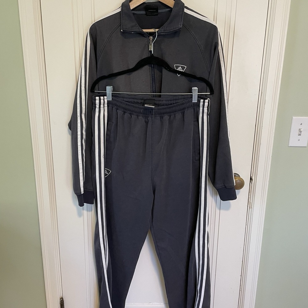 Adidas Track Sweat Suit Y2K 3 Stripes Navy Blue Gorpcore‎ Baggy Vintage Size L